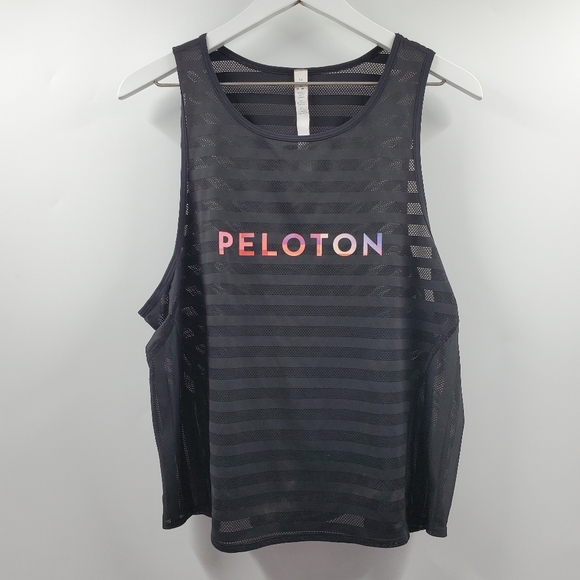 Lululemon Peloton Together We Go Far Off and Running Tank Black Striped Sheer - Picture 7 of 7